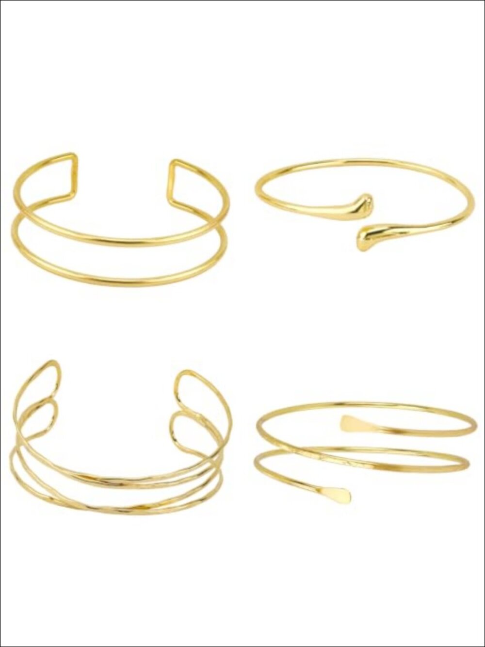 4 Pc Flexible Metal Arm Cuff Set - Upper Arm Bracelets for Parties & Weddings